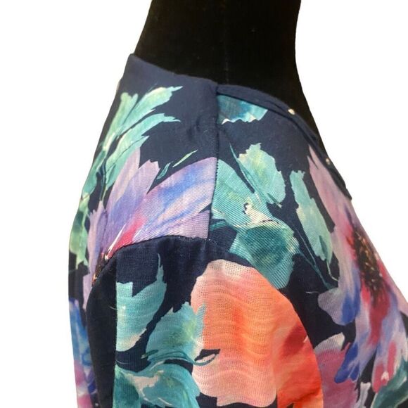 Alfred Dunner Boho Vibes Watercolor Floral Top 3/4 Sleeves‎ Sz L petite - Picture 8 of 14